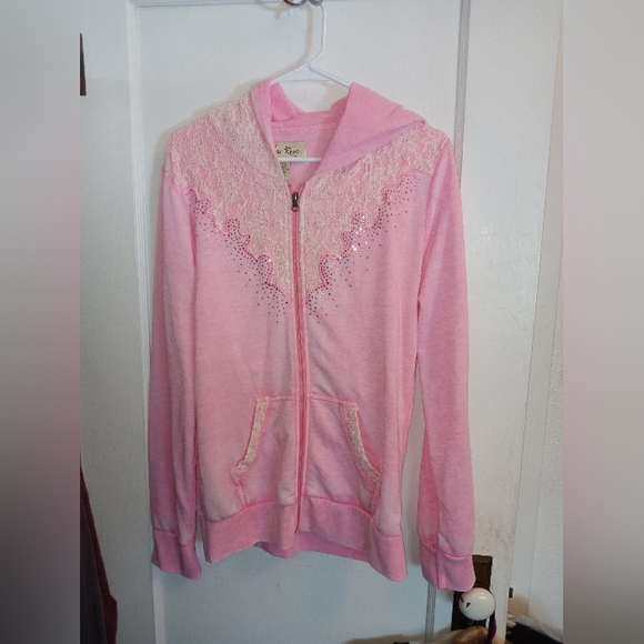 Cedar Rose Tops - EUC Cedar Rose Women's Plus Size Pink Rhinestone Hoodie XXL